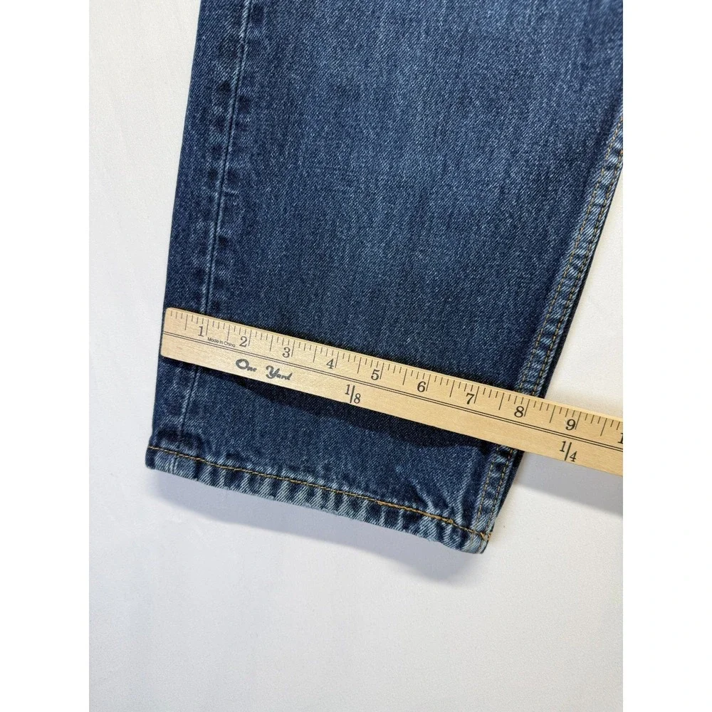 Levi's 505 Jeans Mens 36x32 Blue Denim Whiskered Logo Straight Leg Streetwear